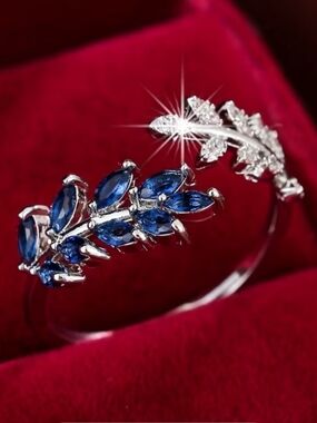 Blue Stone With Adjustable Silver Ring-fashion Ring